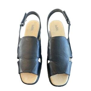 Judith Womens Sandals Size 8.5 Black Smooth Slingback Suede